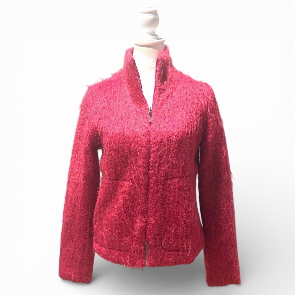 Yansi Fugel Reversible Wool‎ Cashmere Mohair Jacket Pink Womens Small